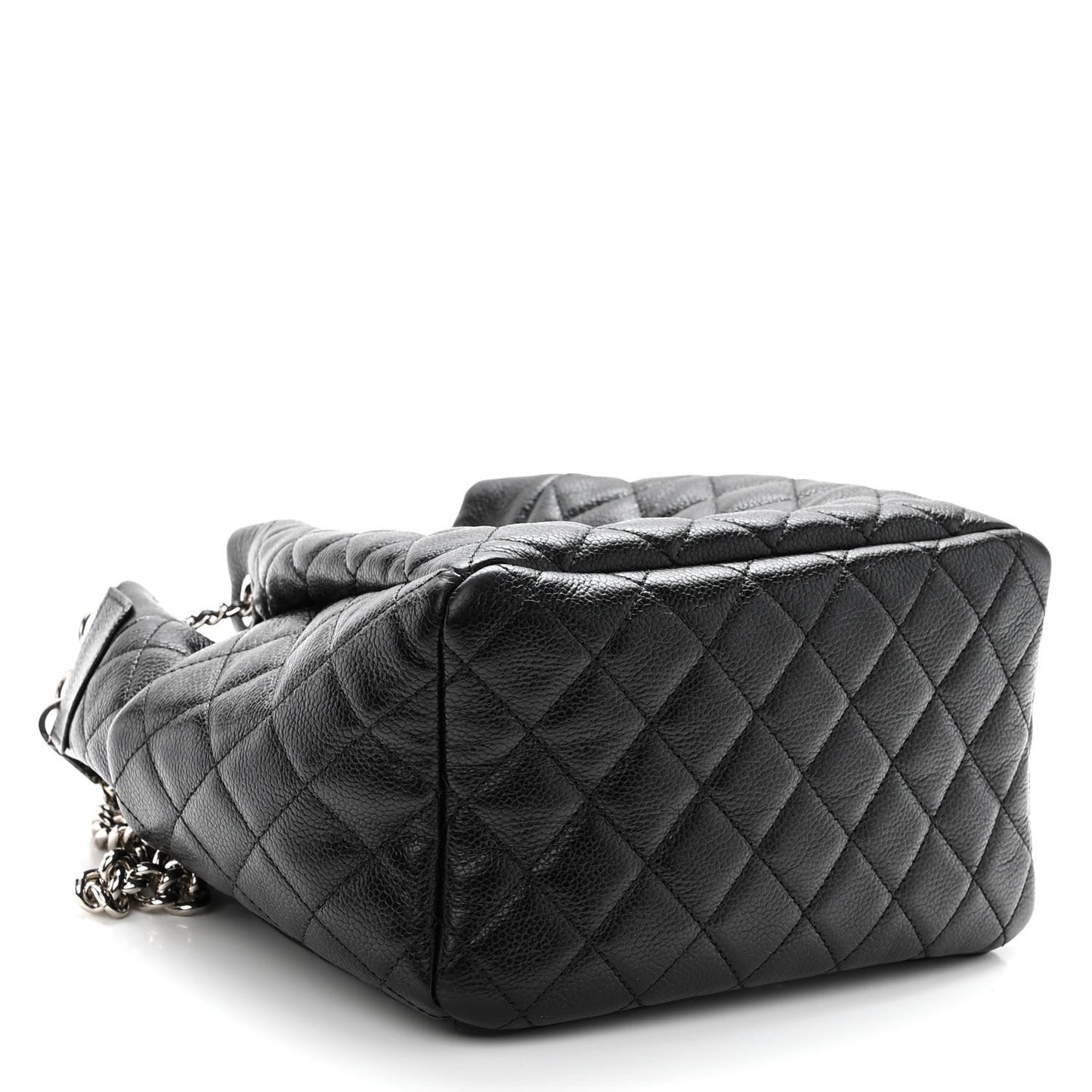 Caviar Quilted Small Chain Bucket Bag Black