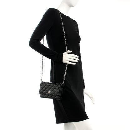 Chanel Lambskin Quilted Wallet On Chain WOC Black 2 of 9