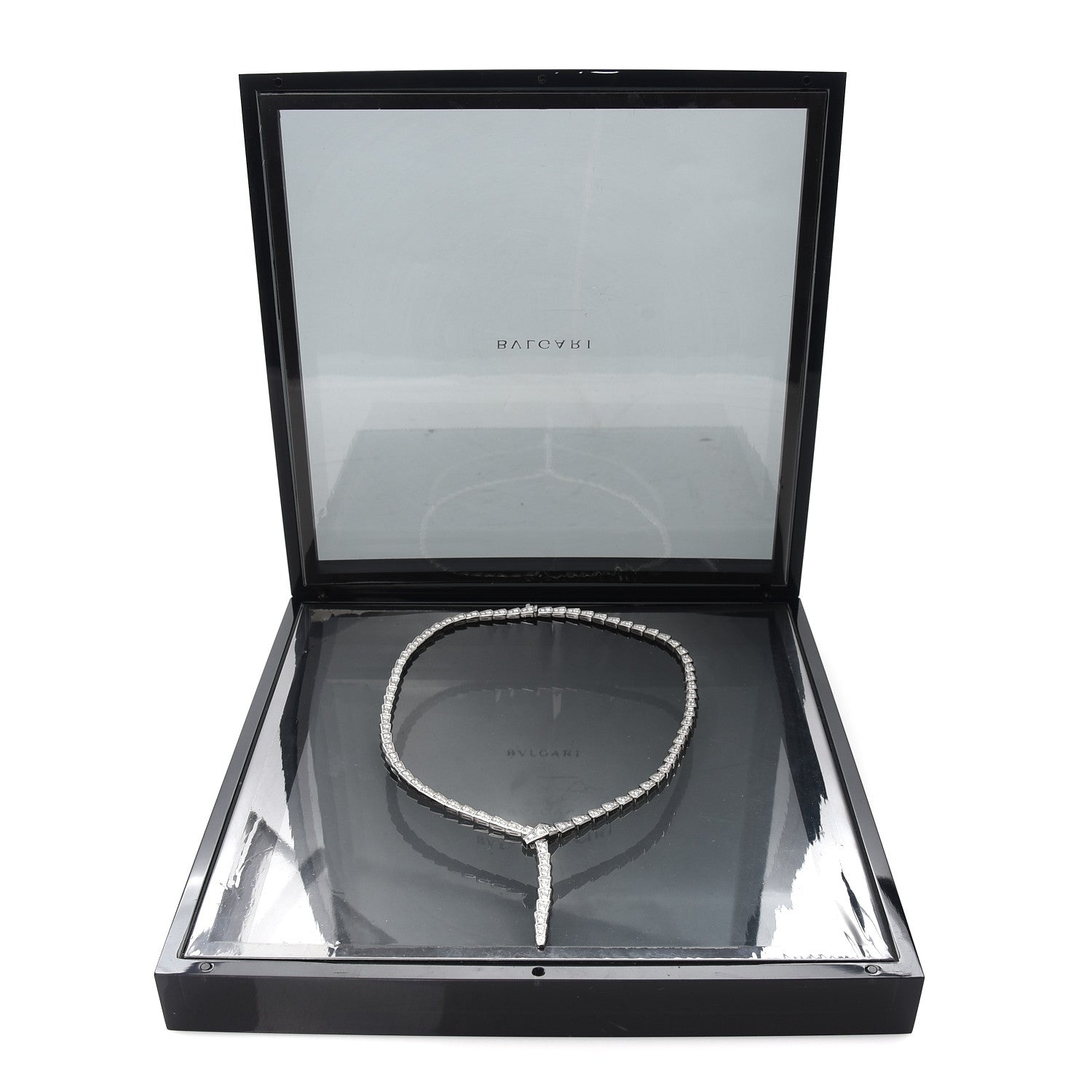 Bulgari 18K White Gold Diamond Serpenti Viper Slim Pave Necklace 14 of 16