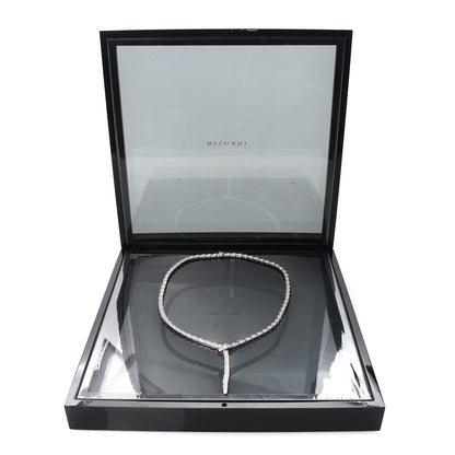 Bulgari 18K White Gold Diamond Serpenti Viper Slim Pave Necklace 14 of 16