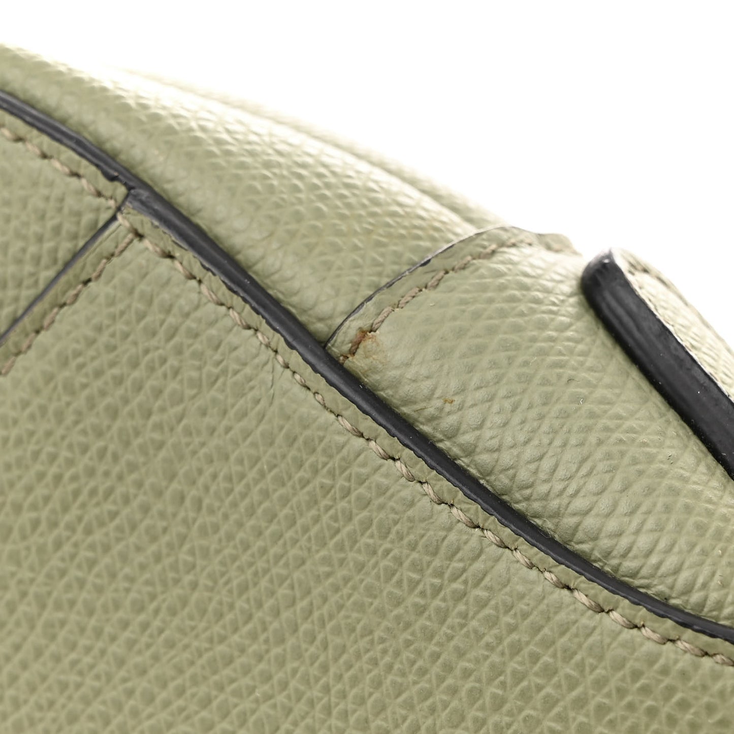 Grained Calfskin Mini Saddle Bag Sage Green