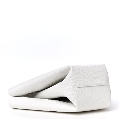 Bottega Veneta Calfskin Crocodile Embossed Doll Top Handle Bag White 3 of 4
