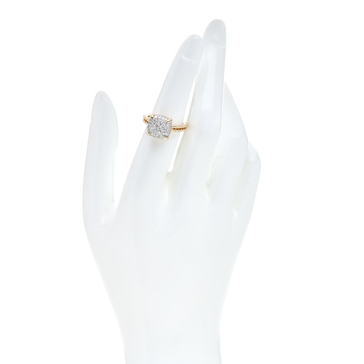 18K Yellow Gold Diamond 11mm Chatelaine Ring 52 6
