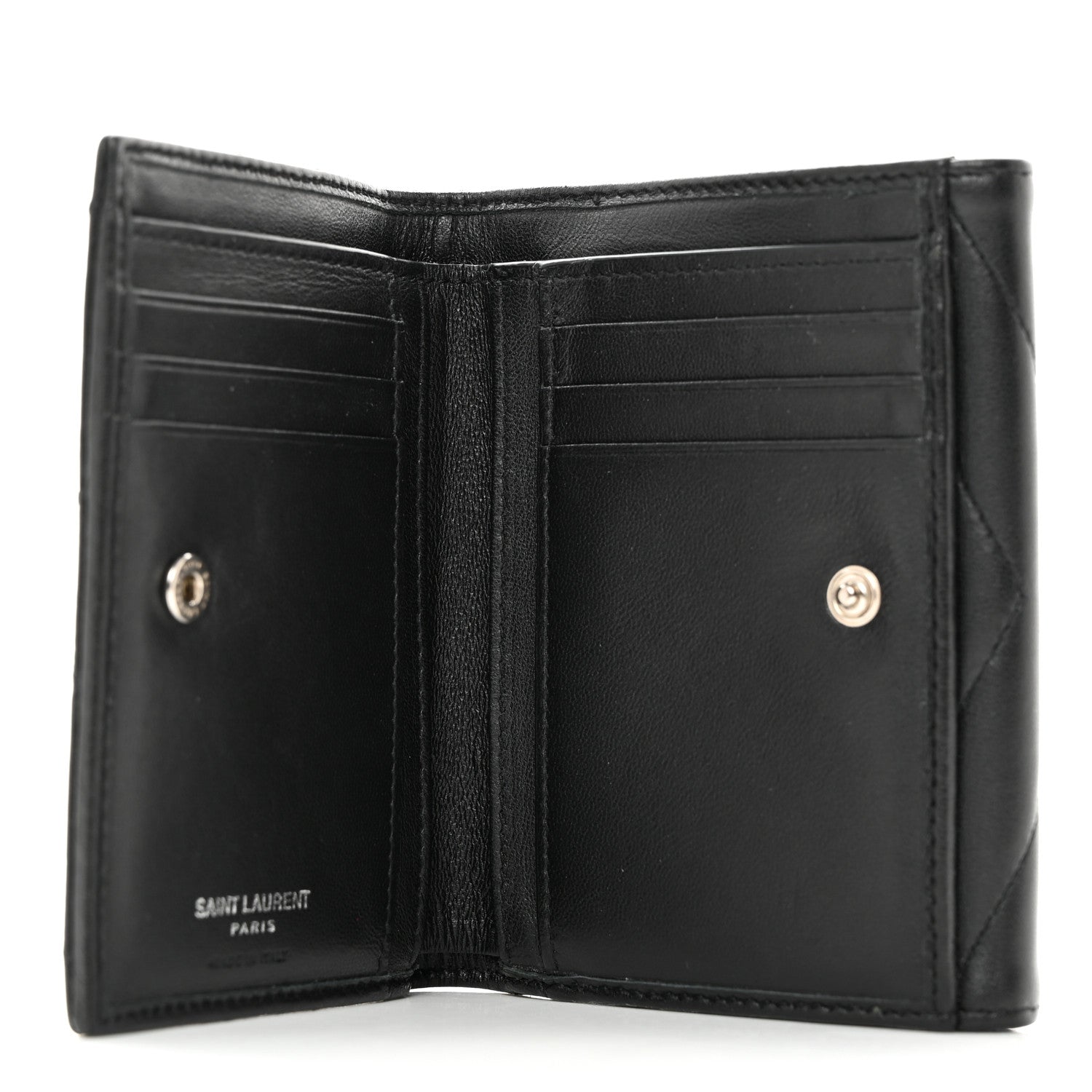 Saint Laurent Lambskin Y Quilted Monogram Compact Loulou Wallet Black 7 of 9