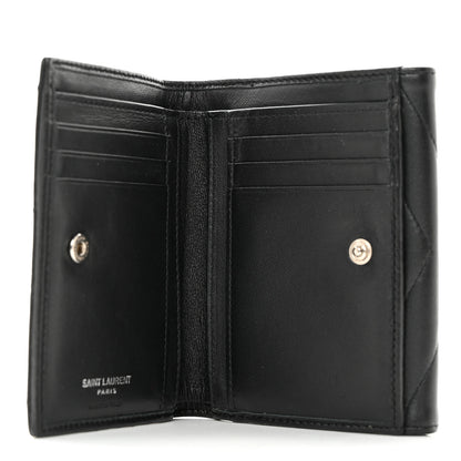 Saint Laurent Lambskin Y Quilted Monogram Compact Loulou Wallet Black 7 of 9