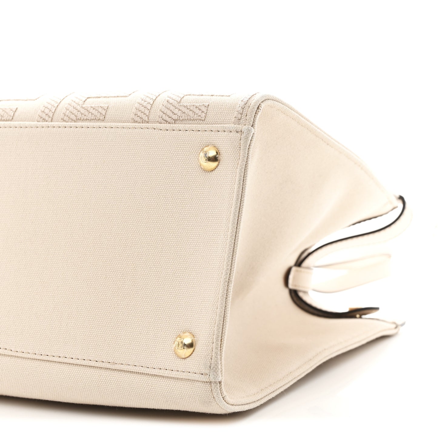 Canvas Vitello King FF Embroidered Medium Peekaboo X-Tote Poudre