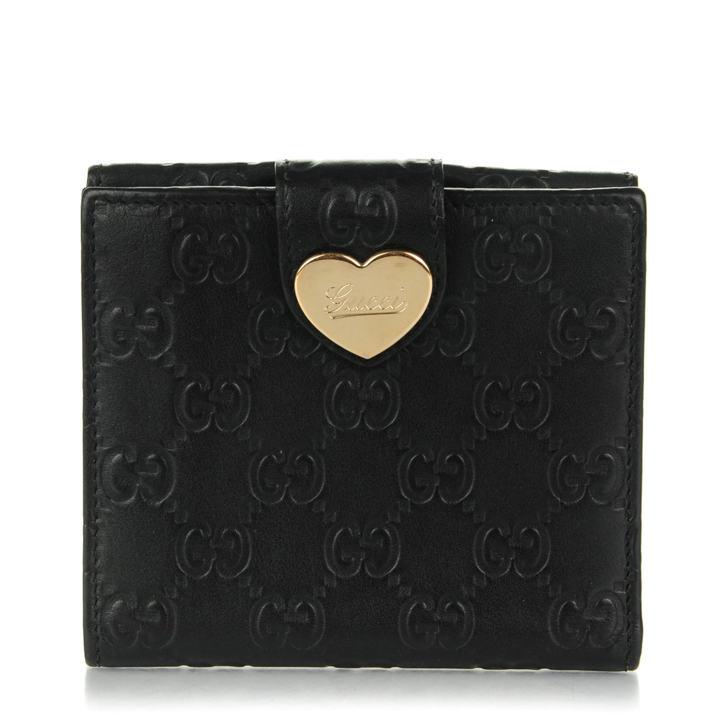 Guccisima Heart French Flap Wallet Black