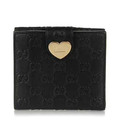 Gucci Guccisima Heart French Flap Wallet Black 1 of 7