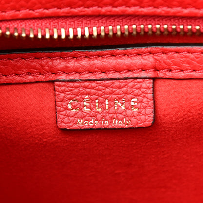 Celine Drummed Calfskin Nano Luggage Coquelicot 7 of 14