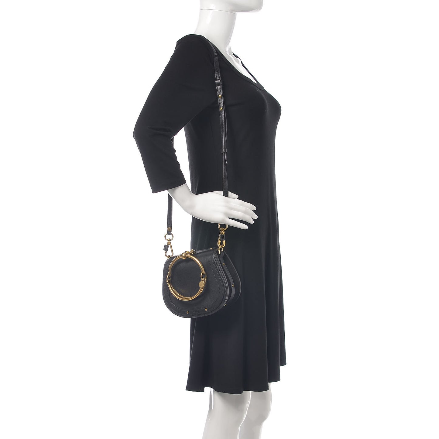 Calfskin Suede Small Nile Bracelet Bag Black