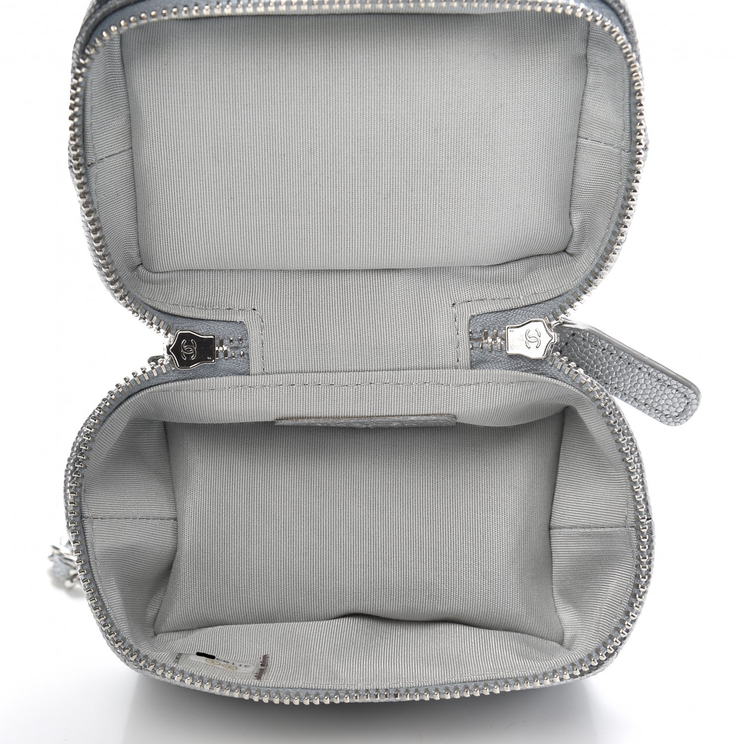 Chanel Metallic Caviar Quilted Mini Top Handle Vanity With Chain Silver 5 of 10