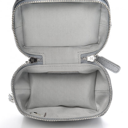 Chanel Metallic Caviar Quilted Mini Top Handle Vanity With Chain Silver 5 of 10