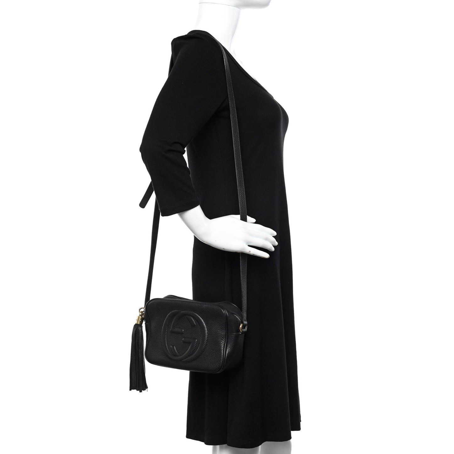Pebbled Calfskin Small Soho Disco Bag Black