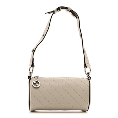 Gucci Sakai Be Green Calfskin Diagonal Stitched Mini Blondie Barrel Shoulder Bag Mystic White 1 of 11