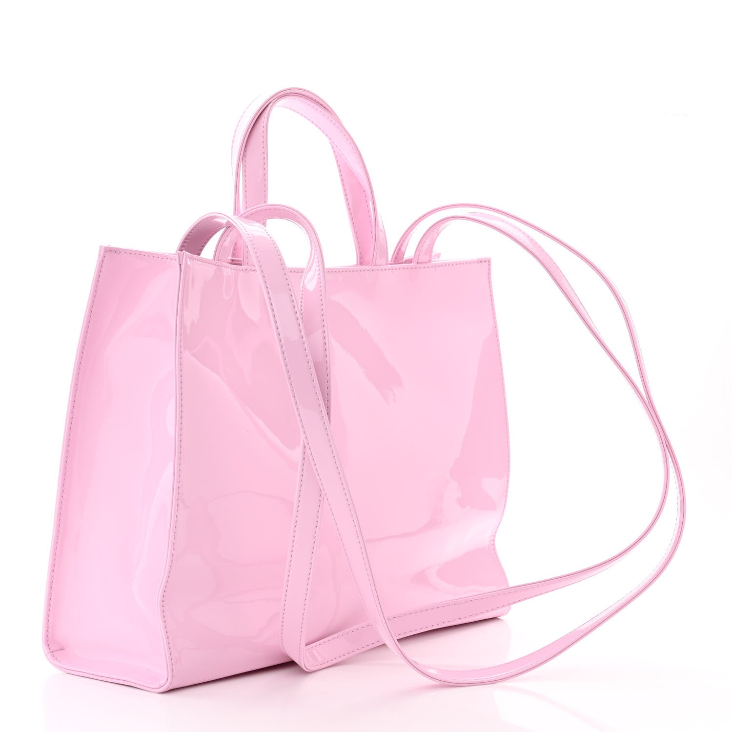 Telfar Patent Vegan Leather Medium Shopping Bag Bubblegum 3 of 11