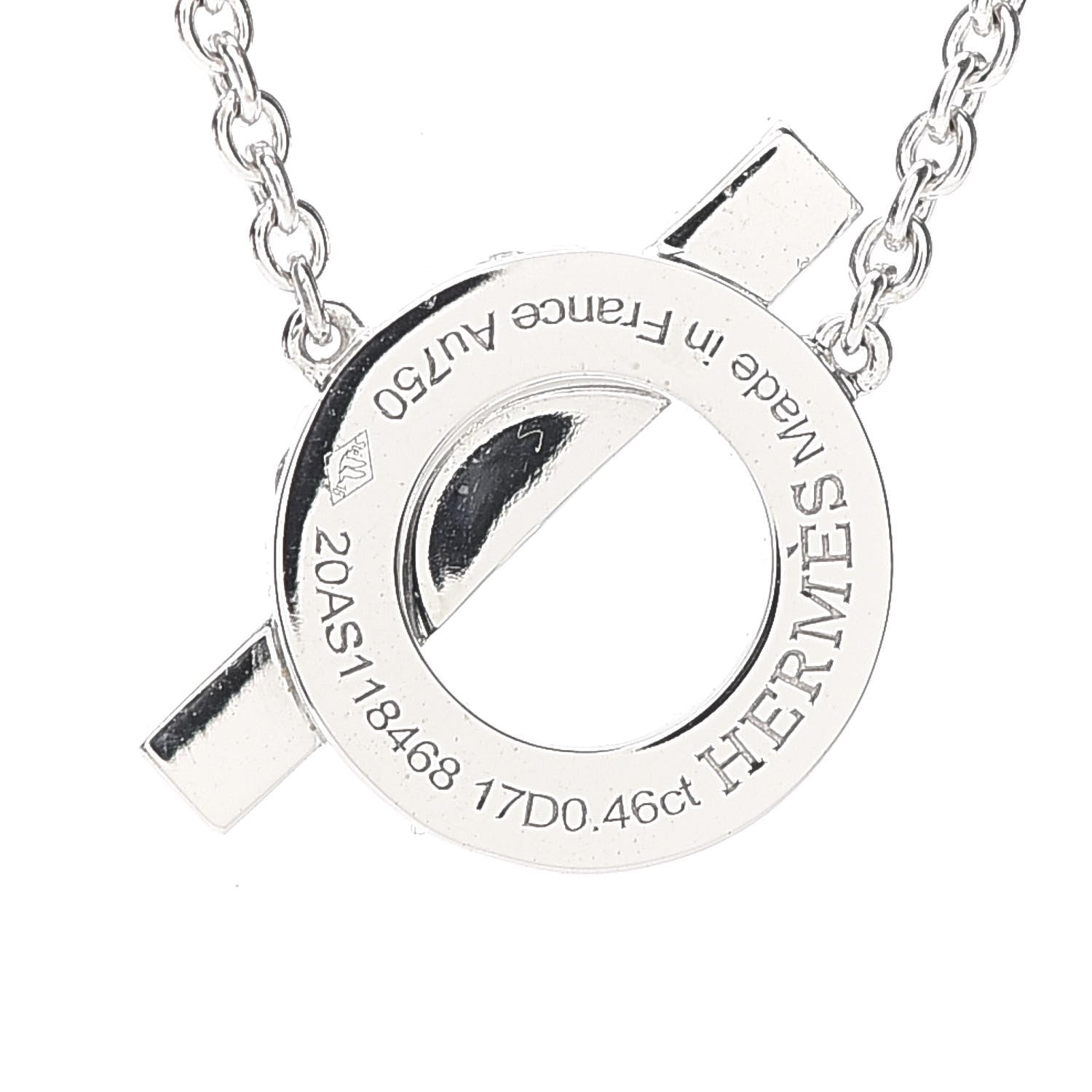 Hermes 18K White Gold Diamond Finesse Pendant Necklace 5 of 6
