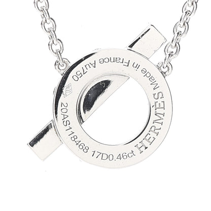 Hermes 18K White Gold Diamond Finesse Pendant Necklace 5 of 6
