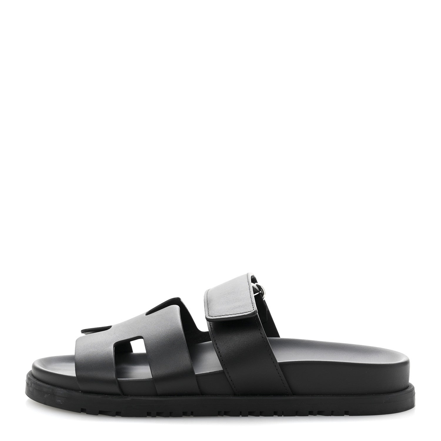 Hermes Calfskin Womens Chypre Sandals 35.5 Black 1 of 10