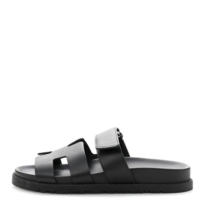 Hermes Calfskin Womens Chypre Sandals 35.5 Black 1 of 10