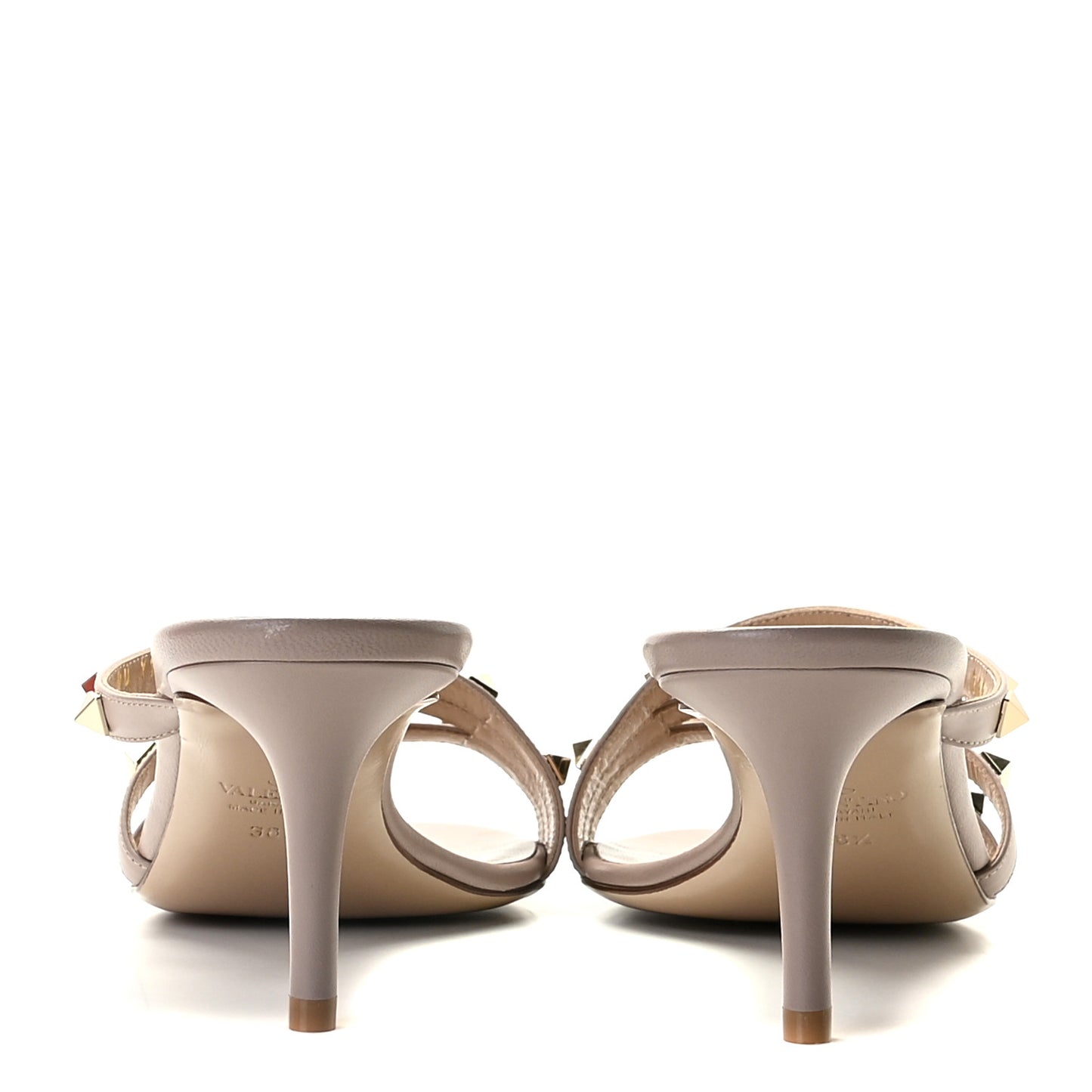 Calfskin Nappa Rockstud 60mm Slide Sandals 38.5 Poudre