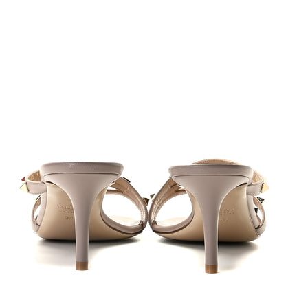 Valentino Garavani Calfskin Nappa Rockstud 60mm Slide Sandals 38.5 Poudre 5 of 9