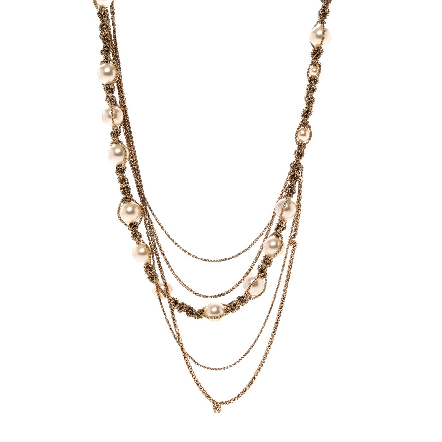 Chanel Pearl CC Chain Multi Strand Necklace Gold 1 of 6
