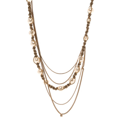 Chanel Pearl CC Chain Multi Strand Necklace Gold 1 of 6