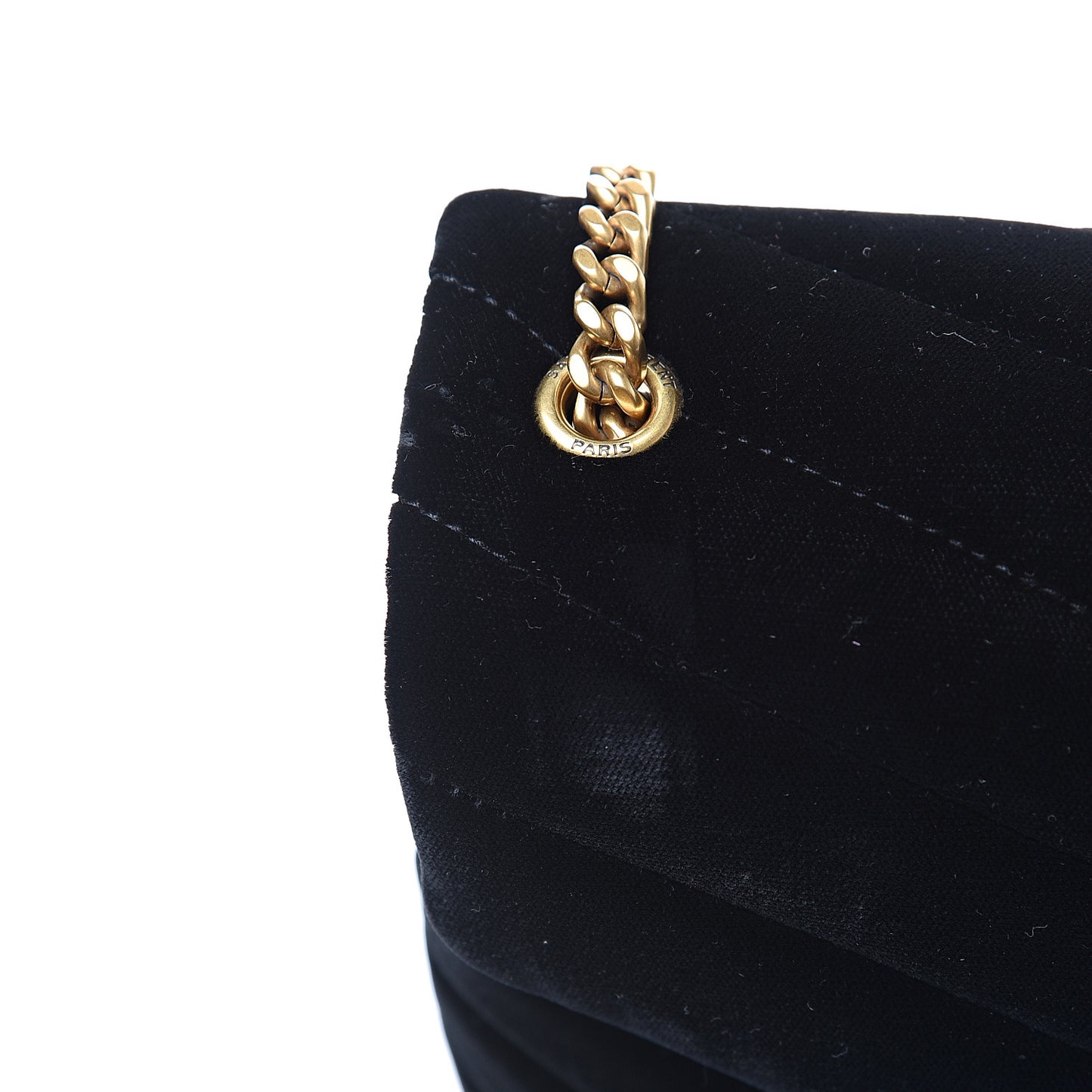 Velvet Y Quilted Monogram Small Loulou Chain Satchel Black