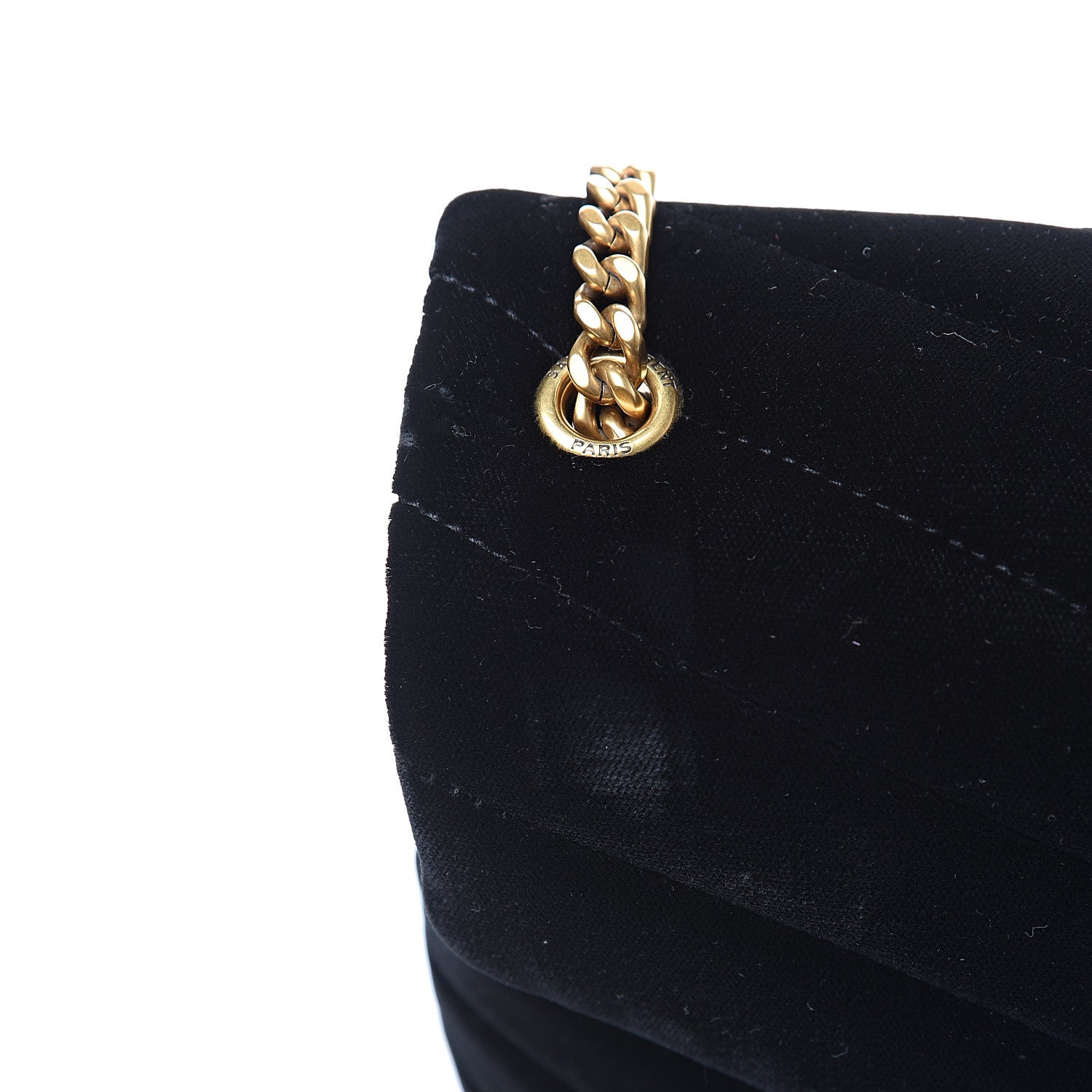 Saint Laurent Velvet Y Quilted Monogram Small Loulou Chain Satchel Black 9 of 9