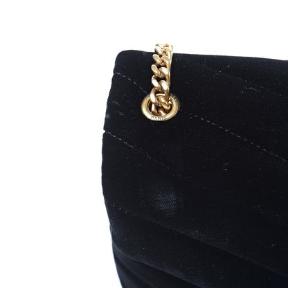 Saint Laurent Velvet Y Quilted Monogram Small Loulou Chain Satchel Black 9 of 9