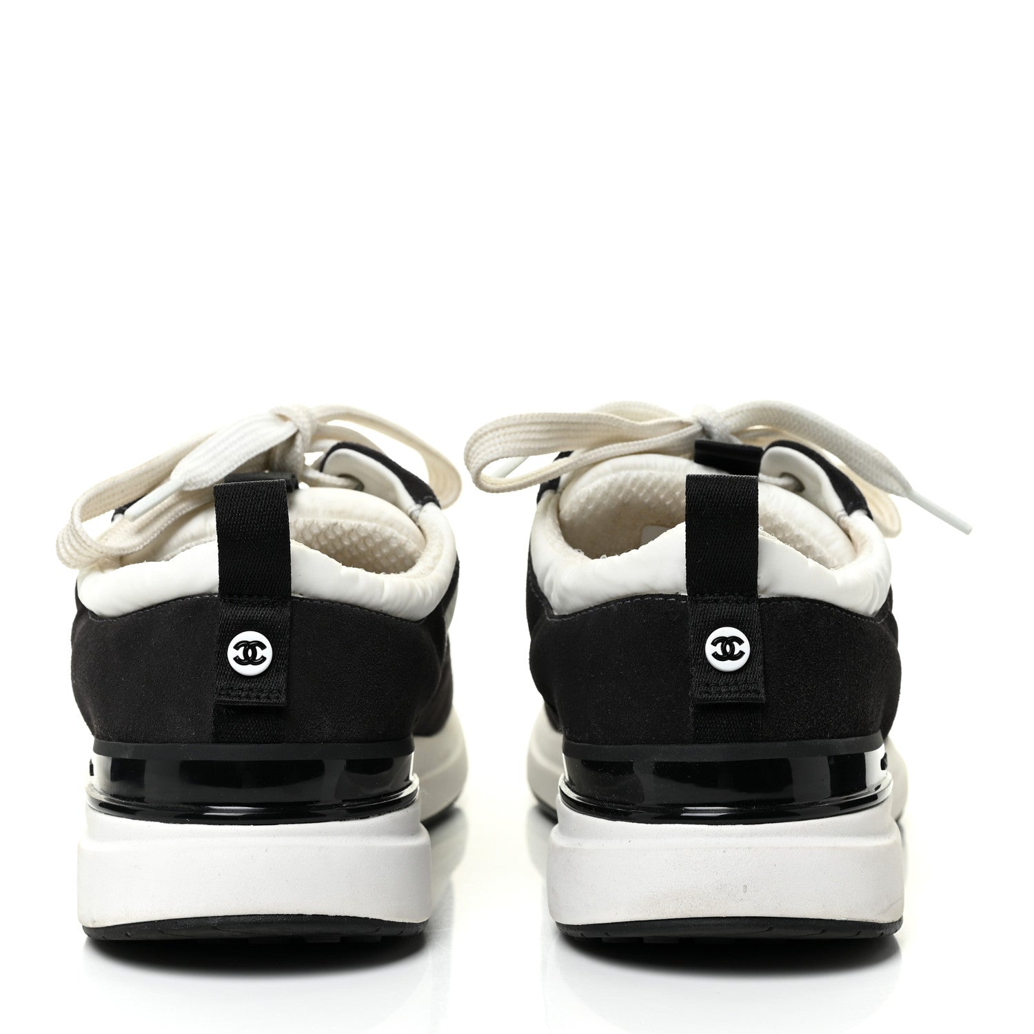 Chanel Nylon Suede Calfskin CC Sneakers 39.5 White Dark Grey 4 of 13