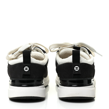 Chanel Nylon Suede Calfskin CC Sneakers 39.5 White Dark Grey 4 of 13