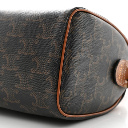 Celine Triomphe Canvas Calfskin Small Boston Bag Tan 10 of 10