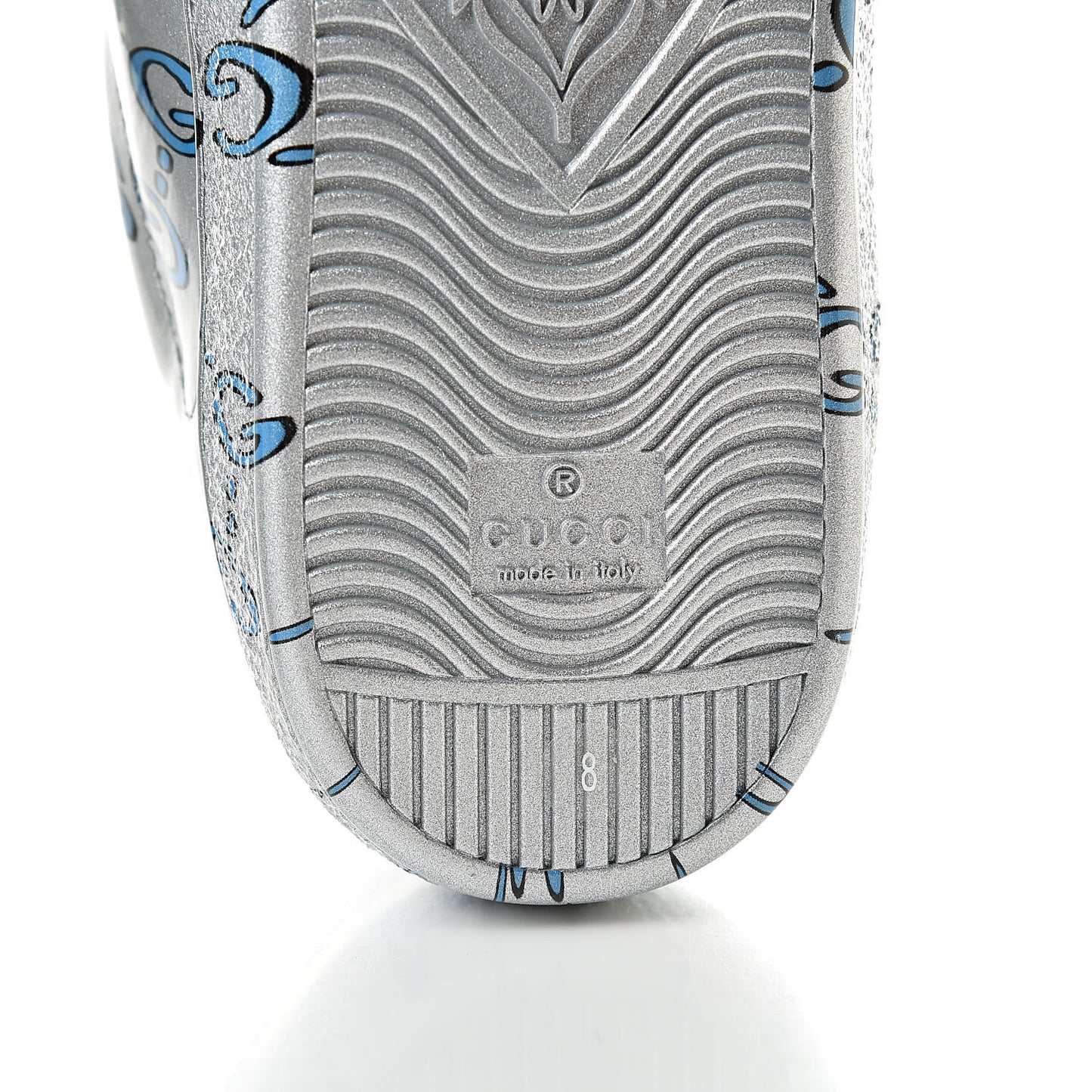 Miro Rubber Wax GucciGhost Print Mens New Ace Sneakers 8 Silver