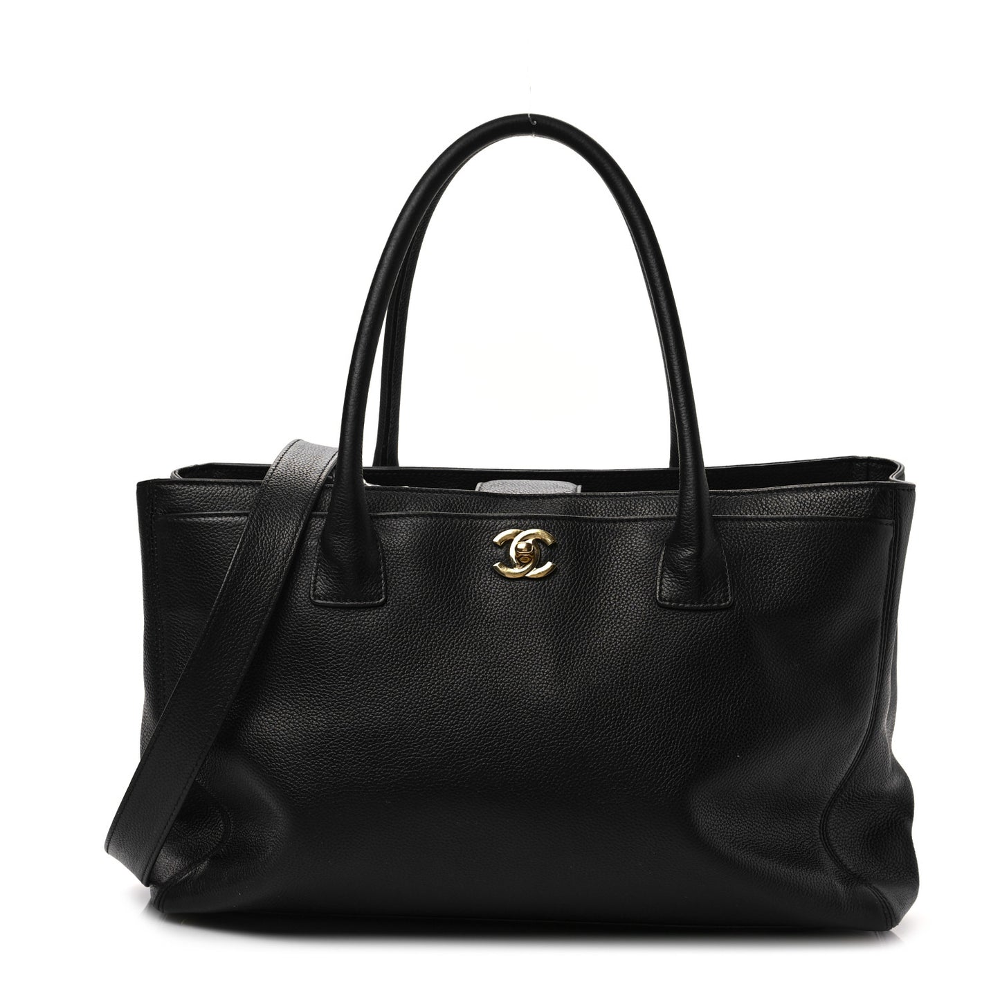 Calfskin Cerf Executive Shopper Tote Black
