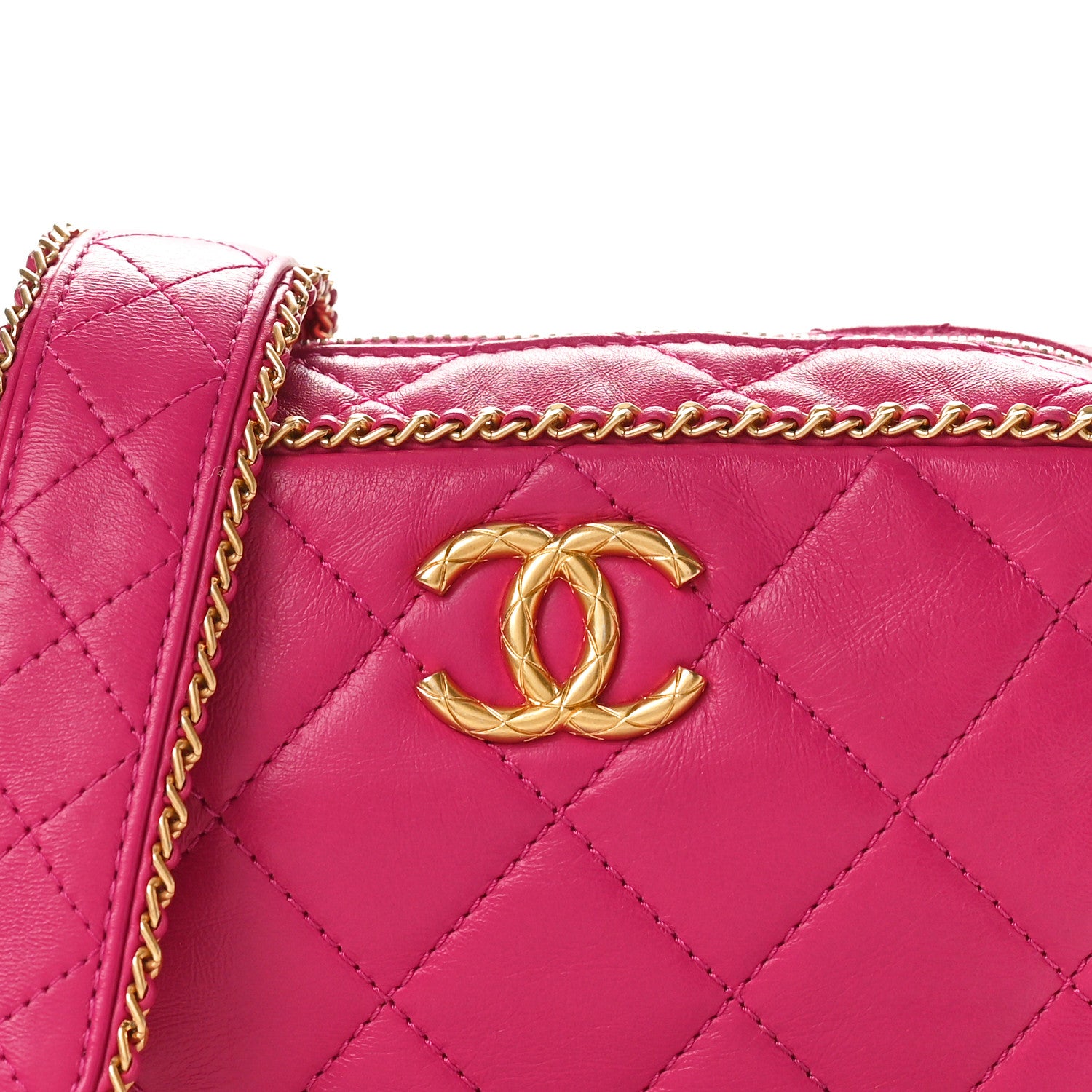 Chanel Lambskin Quilted Chain CC Mini Camera Case Fuchsia 8 of 11