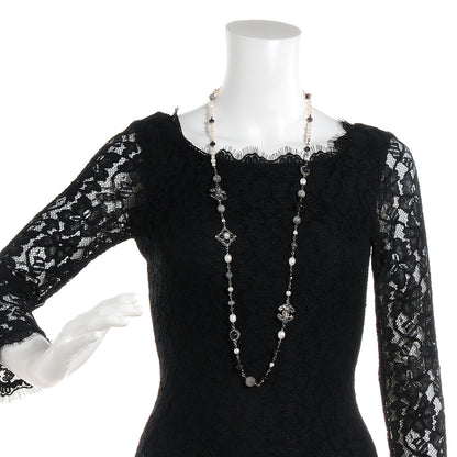 Chanel Beaded CC Pearl Long Necklace Ruthenium 2 of 7