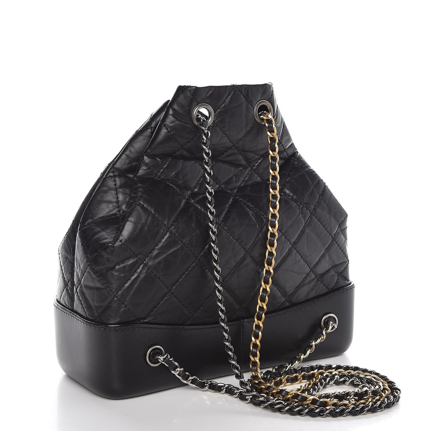 Aged Calfskin Quilted Small Gabrielle Backpack Black