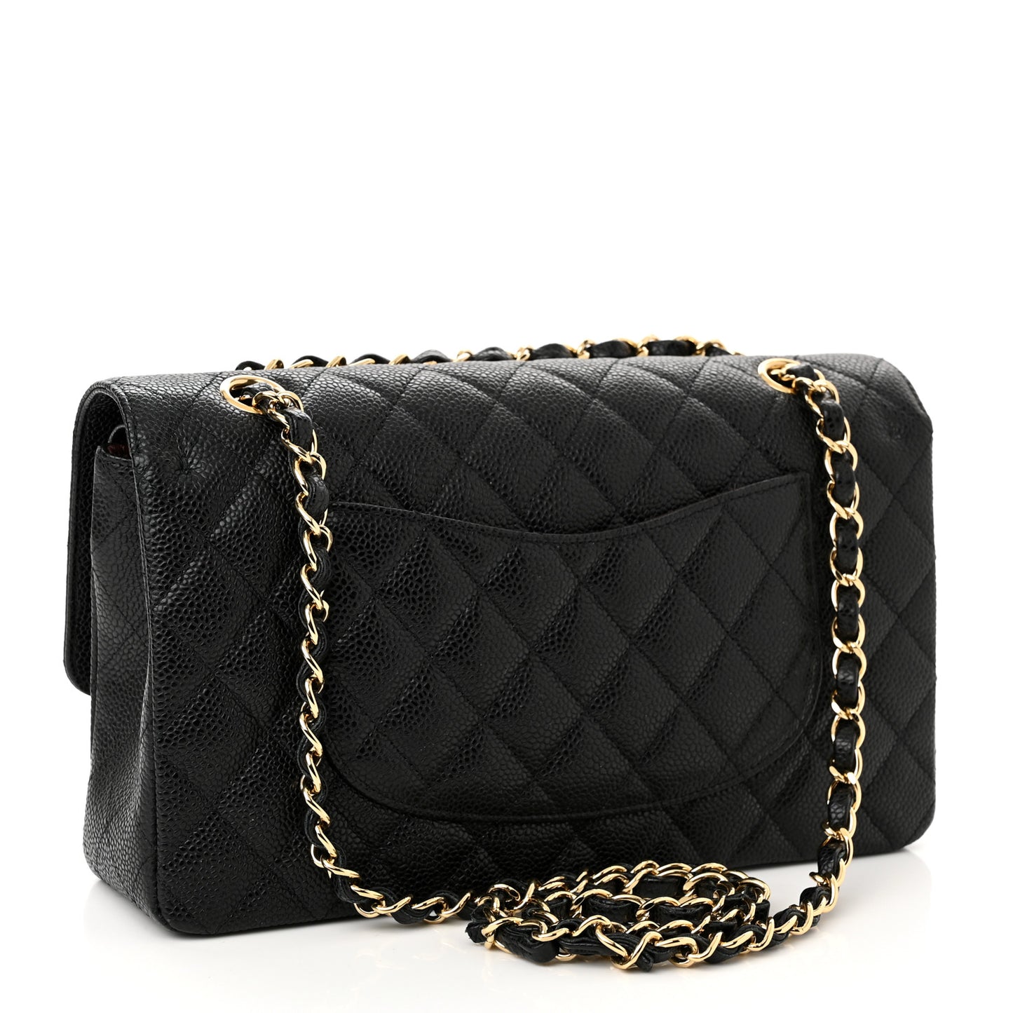 Caviar Quilted Medium Double Flap Black