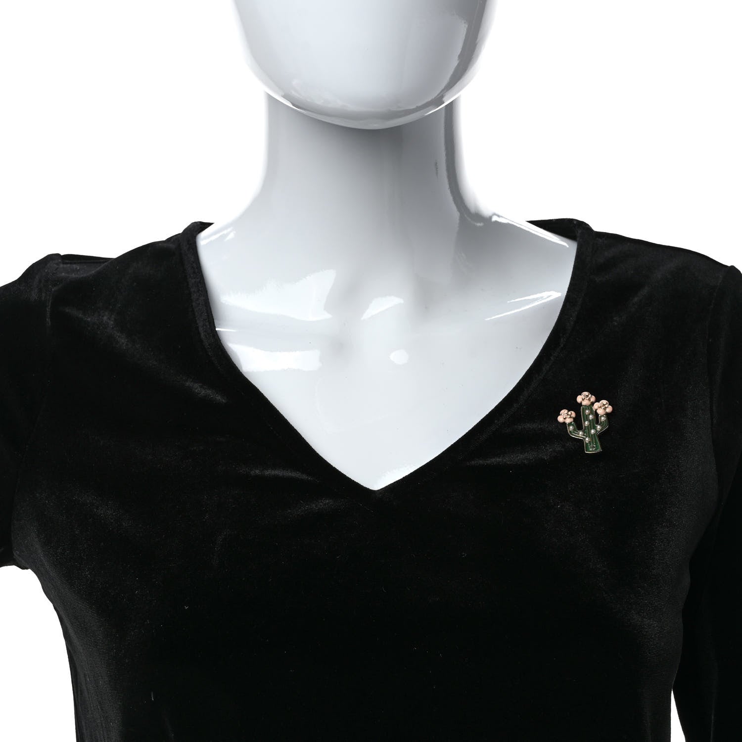 Chanel Enamel Pearl Cactus Brooch Green Gold 2 of 4