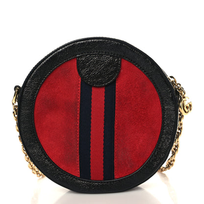 Gucci Suede Patent Web Mini Ophidia Round Shoulder Bag Hibiscus Red Black 9 of 9