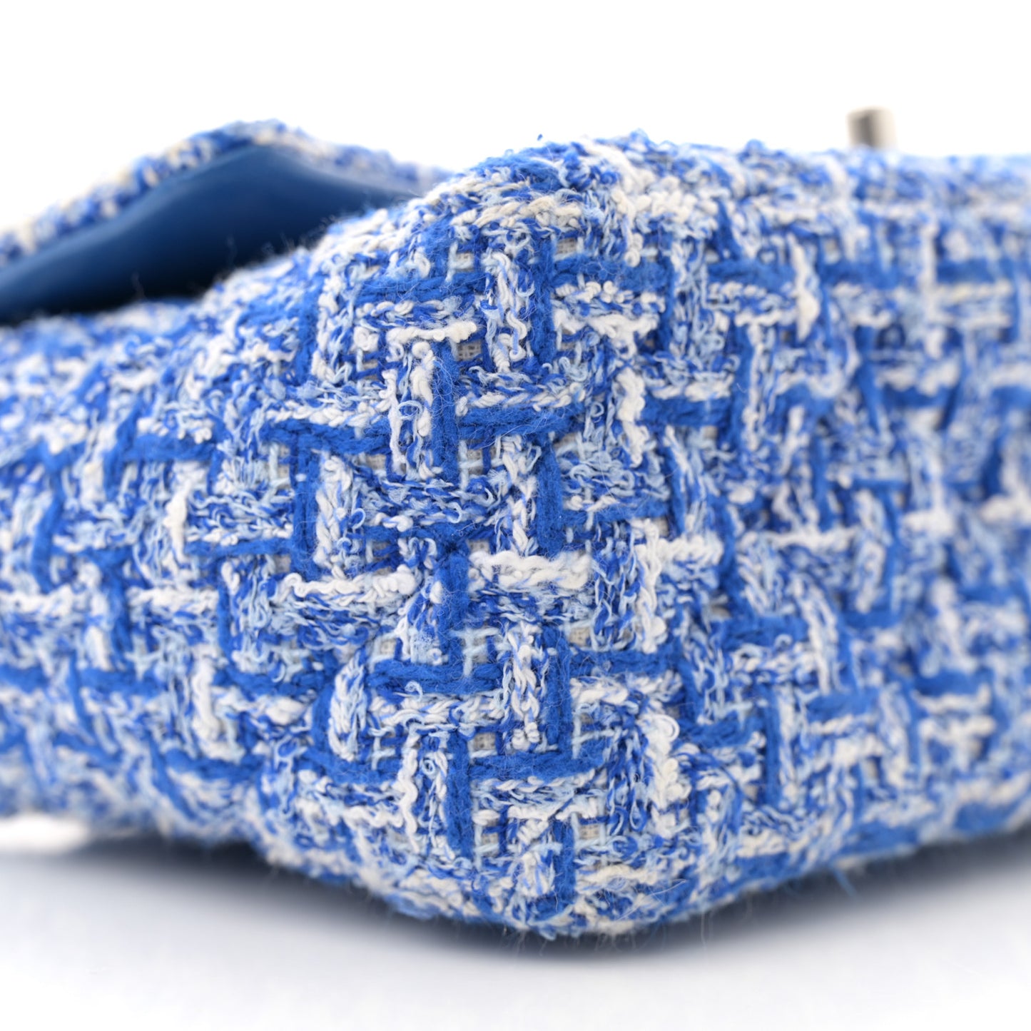 Tweed Quilted Mini Rectangular Flap Blue White