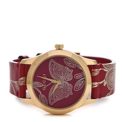 Gucci Stainless Steel Calfskin 38mm G-Timeless Butterfly Quartz Watch Red 2 of 4