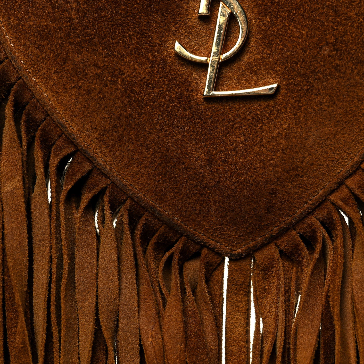 Saint Laurent Suede Fringe Small Monogram Love Shoulder Bag Brown 15 of 17