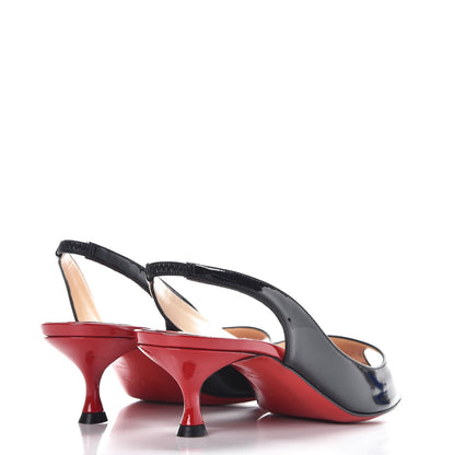 Christian Louboutin Patent Nombril 45 Pumps 39 Black Red 4 of 12