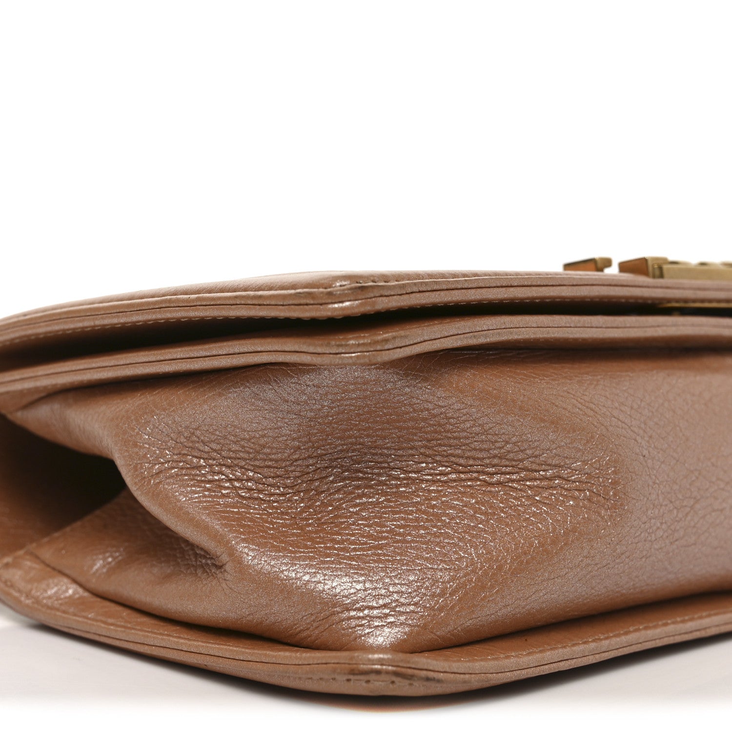 Chanel Metallic Calfskin Quilted Medium Boy Flap Dark Beige 18 of 19