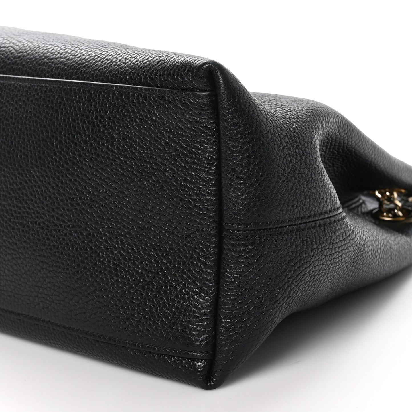 Pebbled Calfskin Medium Soho Chain Shoulder Bag Black