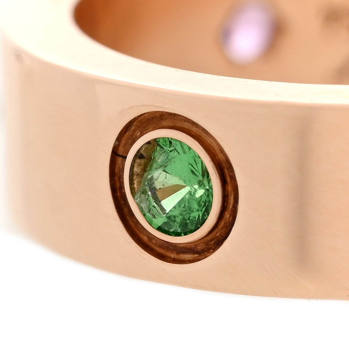 18K Pink Gold Sapphire Garnet Amethyst 5.5mm LOVE Ring 54 6.75