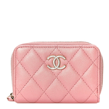 Chanel Iridescent Caviar Quilted Zip Coin Purse Pink 1 of 11