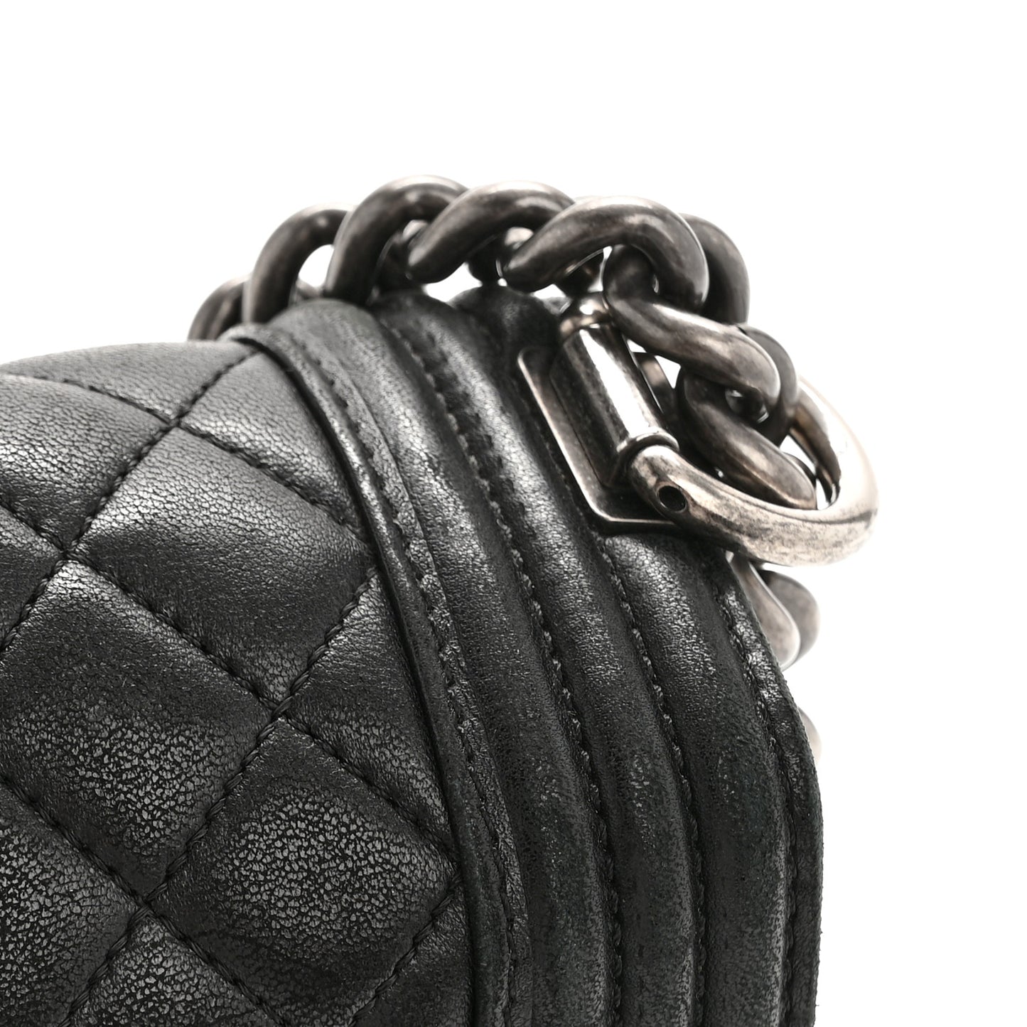 Lambskin Quilted Medium Boy Flap Black